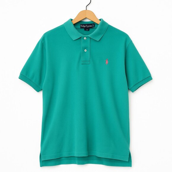 Vintage Polo Ralph Lauren Classic Fit Mesh Polo Shirt Teal Green Men’s L Macao - Picture 1 of 8